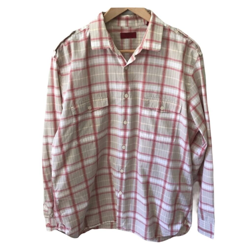 Alfani Button Down Plaid Shirt XL Red Mens